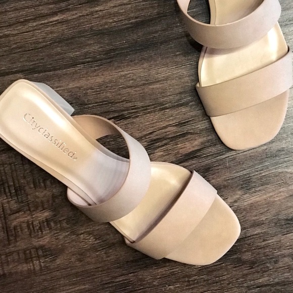 ADAGE Nude Square Toe Low Heel Sandal - Picture 7 of 9